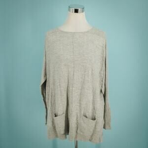 Lilly Pulitzer Size Small S Grey Gray Crew Scoop Neck Long Sleeve Cotton Sweater